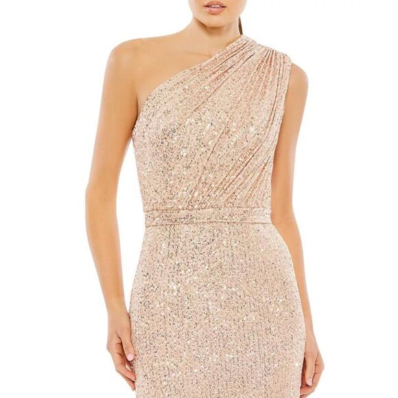 Mac Duggal Sequin One Shoulder Gown NWT 16 Rose Gold Formal Dress 26694 - Picture 10 of 10